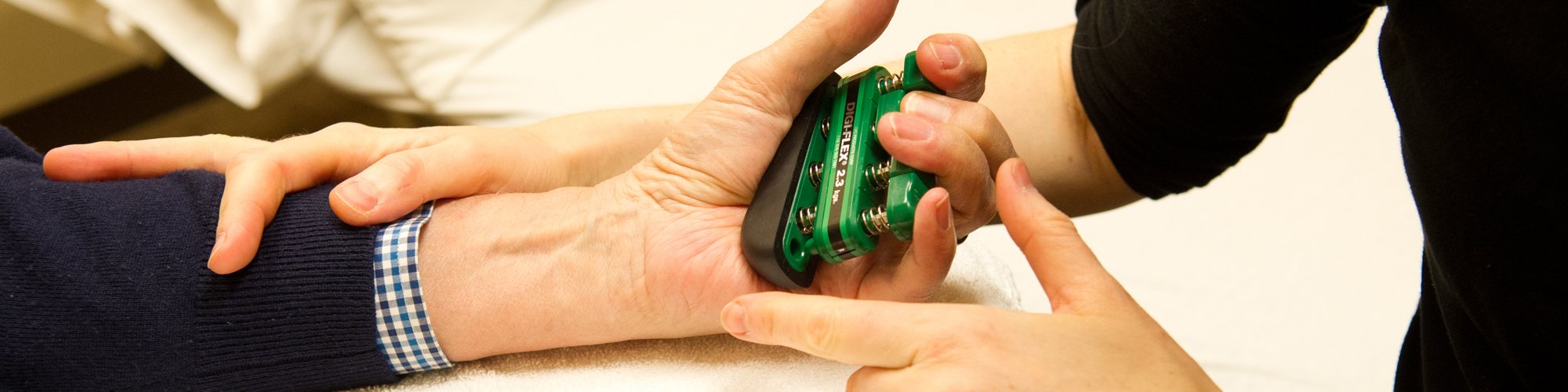 Occupational Therapist Sabine Kaul-Connolly helps a patient recover from a hand injury.